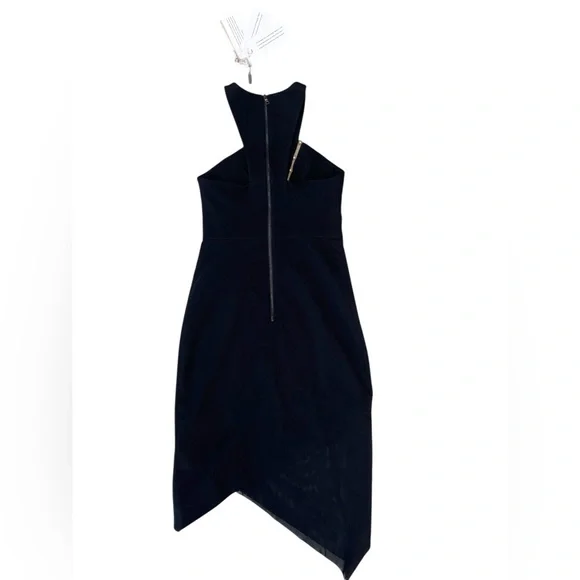 Three Floor Black Embellished Mesh Halter Dress Size 0 XXS Zip Back NWT - Picture 3 of 16